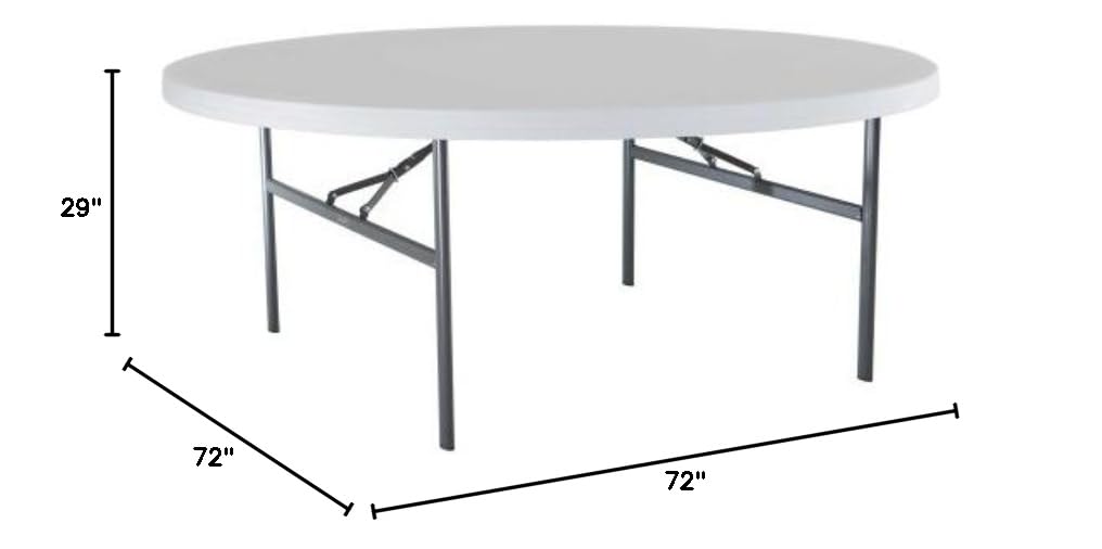 Folding Round Table 6 Foot White Granite O5894