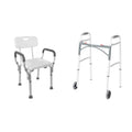 Shower Chair Bath Seat with Padded Arms and Adjustable Legs & Folding Walker with Wheels F72631