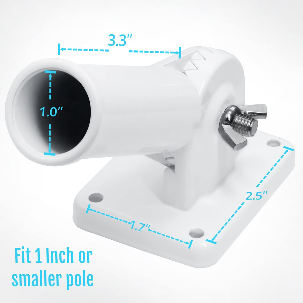 Multi-Position Flag Pole Mounting Bracket Aluminum 1" Diameter White W54714