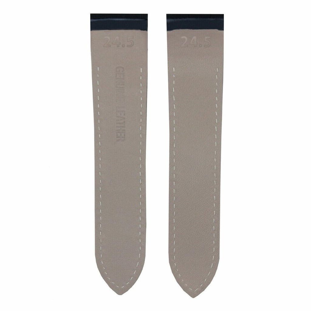 24.5mm Black Leather Watch Band Strap G4154