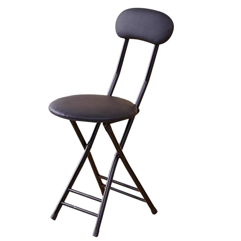 Folding High Back Stool Heavy Duty 18" Collapsible Round Stool with Compact Design and Padded Seat (Black 47cm/18.5in) J388362