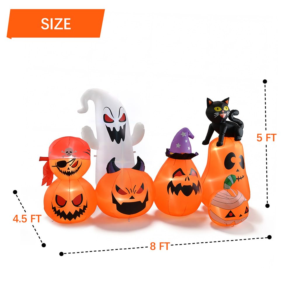 8 FT Inflatable Pumpkin Patch Yard Décor Y1406