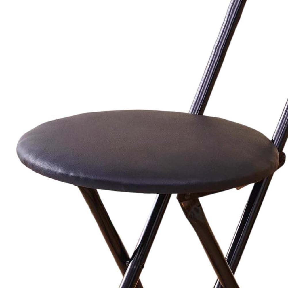 Folding High Back Stool Heavy Duty 18" Collapsible Round Stool with Compact Design and Padded Seat (Black 47cm/18.5in) J388362