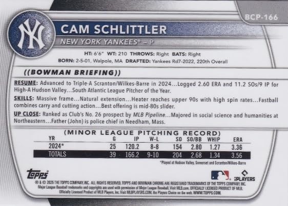 2025 Bowman Chrome Prospects Baseball Trading Card N9015