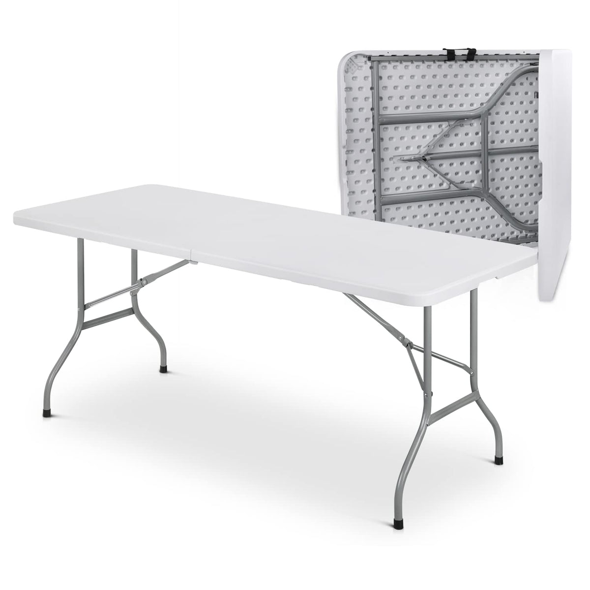 6Ft Heavy Duty Folding Plastic Table White U8624