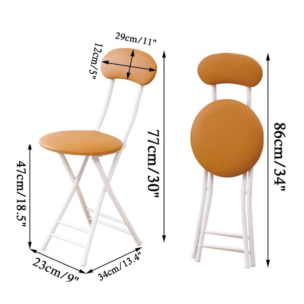 Folding High Back Stool Heavy Duty 18" Collapsible Round Stool with Compact Design and Padded Seat (Black 47cm/18.5in) J388362