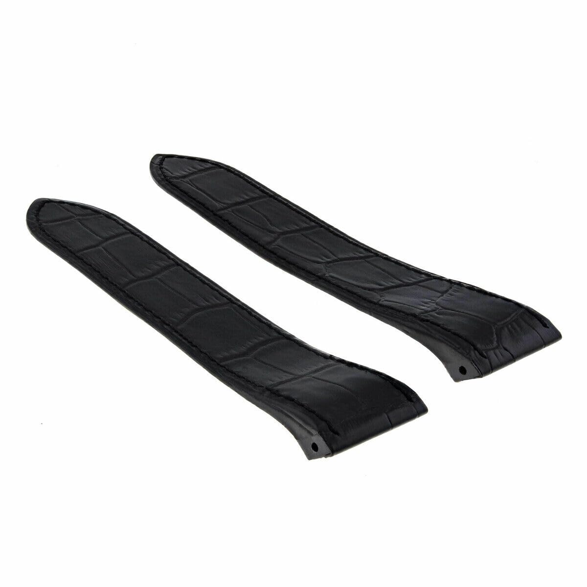 24.5mm Black Leather Watch Band Strap G4154