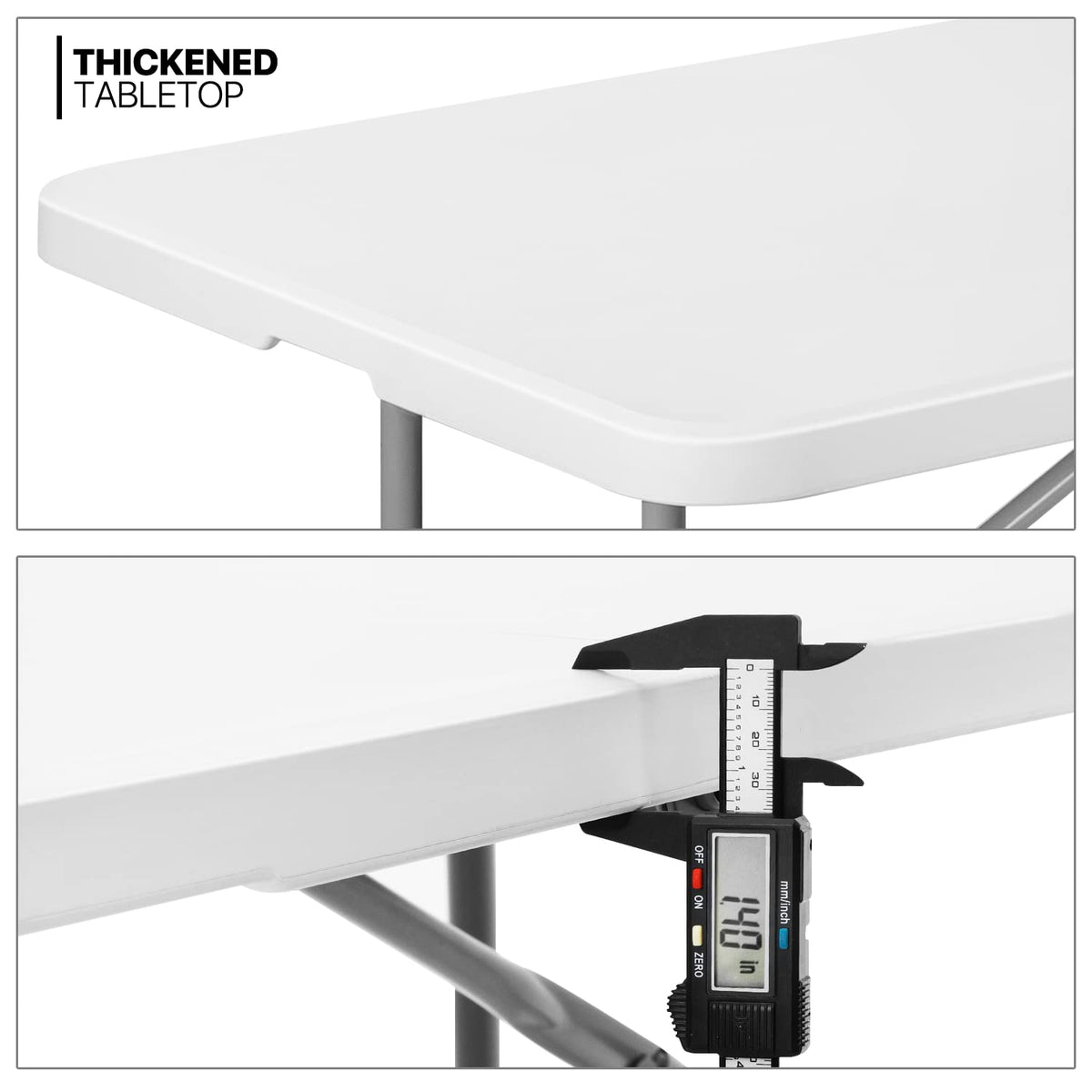 6Ft Heavy Duty Folding Plastic Table White U8624