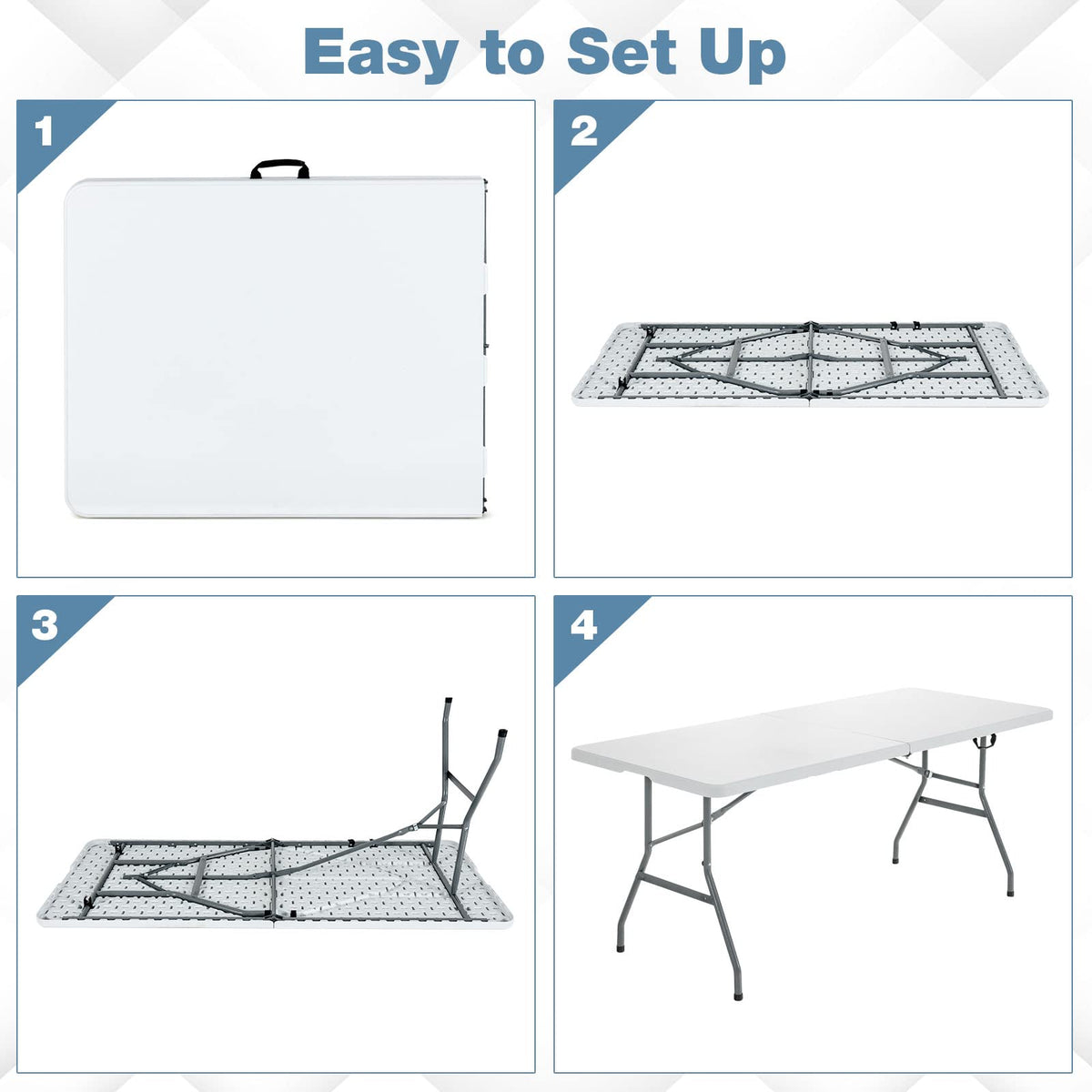 White 6ft Folding Plastic Table B8046