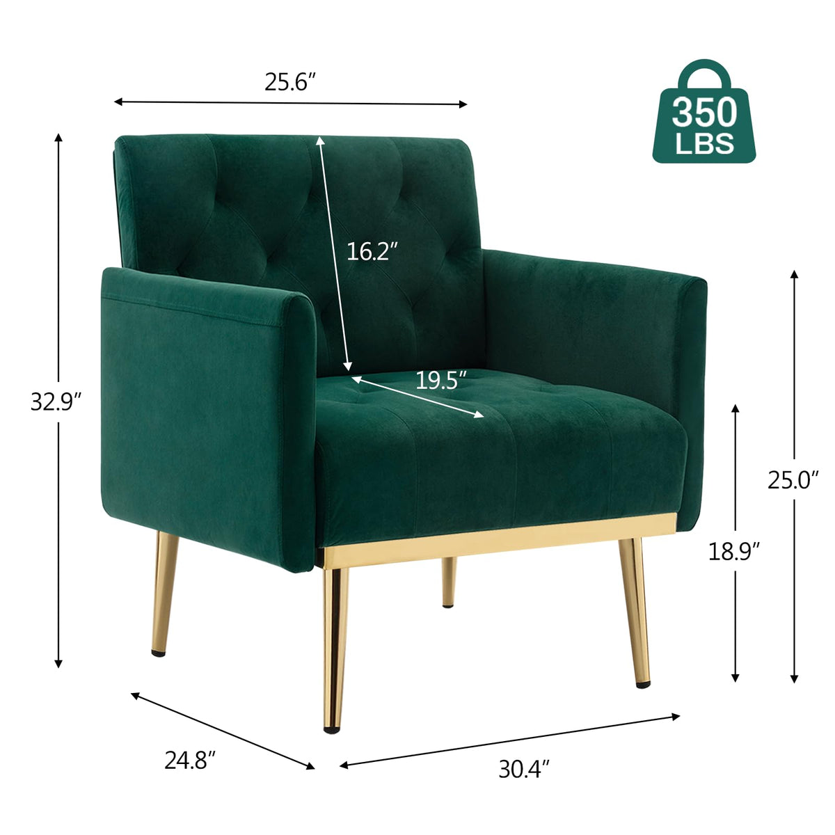 Green Velvet Button Tufted Armchair Set of 2 O45414
