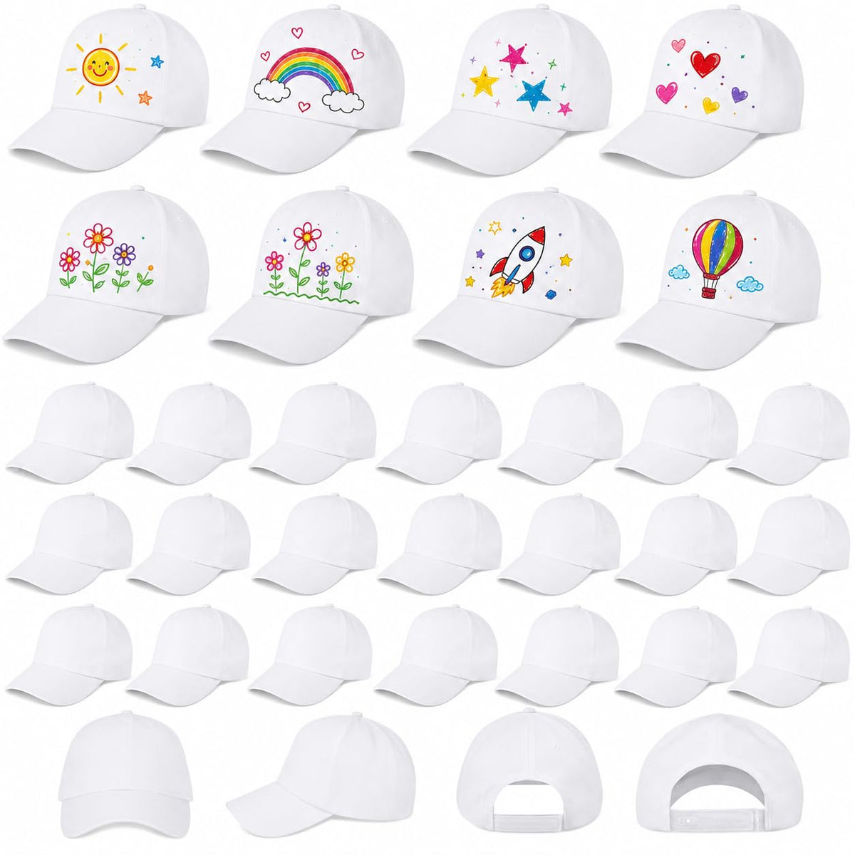 White Adjustable Baseball Caps G32752