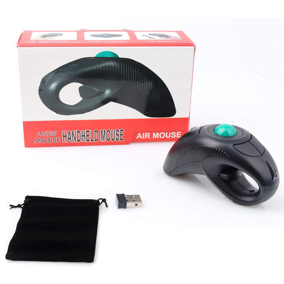 Wireless 2.4G USB Ergonomic Trackball Handheld Finger Mouse E950