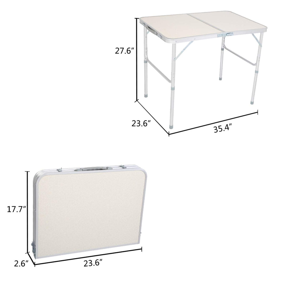 Folding Portable Camping Table 3 FT Aluminum White X125914