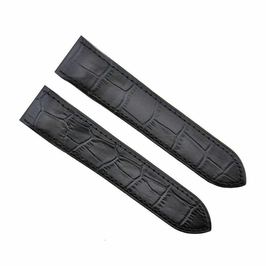 24.5mm Black Leather Watch Band Strap G4154