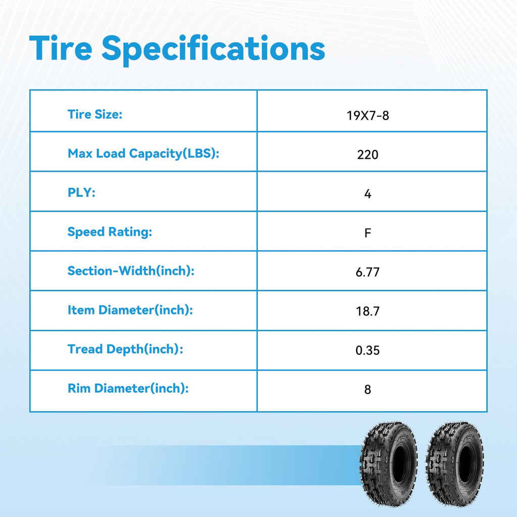 19x7-8 Mini Bike Tire Tubeless C2433