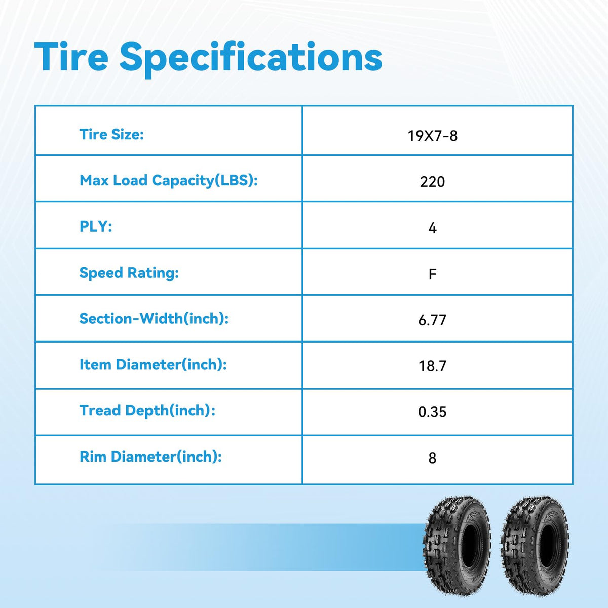 19x7-8 Mini Bike Tire Tubeless C2433