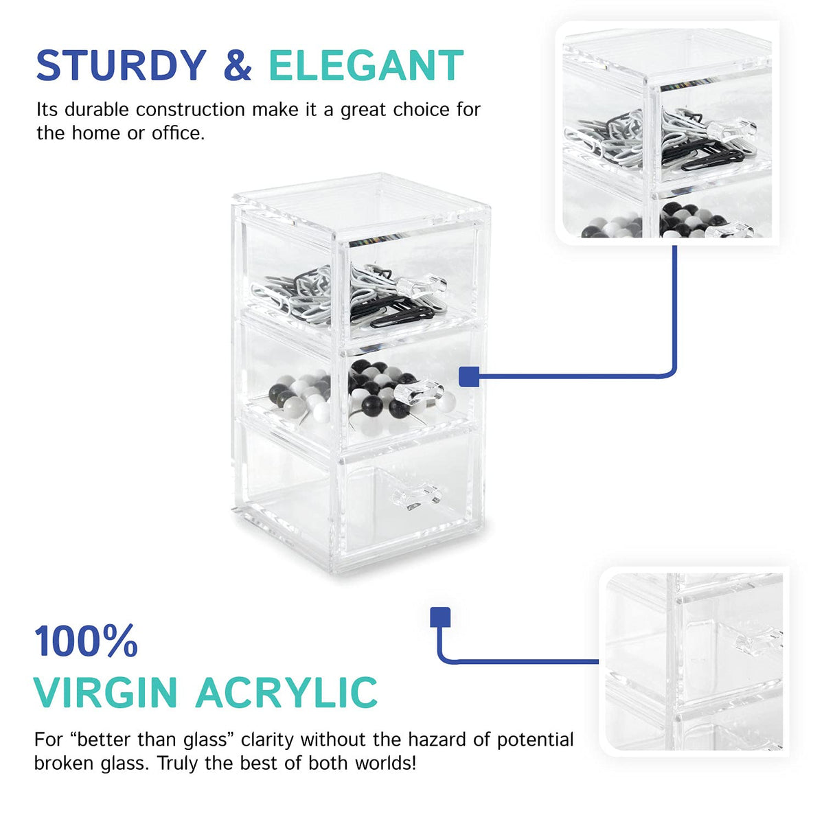 Clear Stackable 3-Drawer Acrylic Organizer O132336