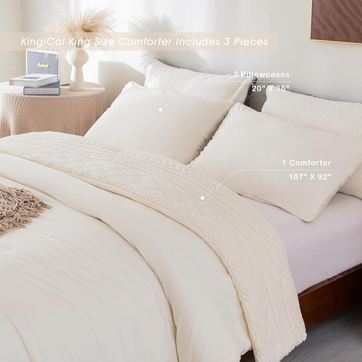 White King Size Sherpa Fleece Down Alternative Comforter Set Z802674