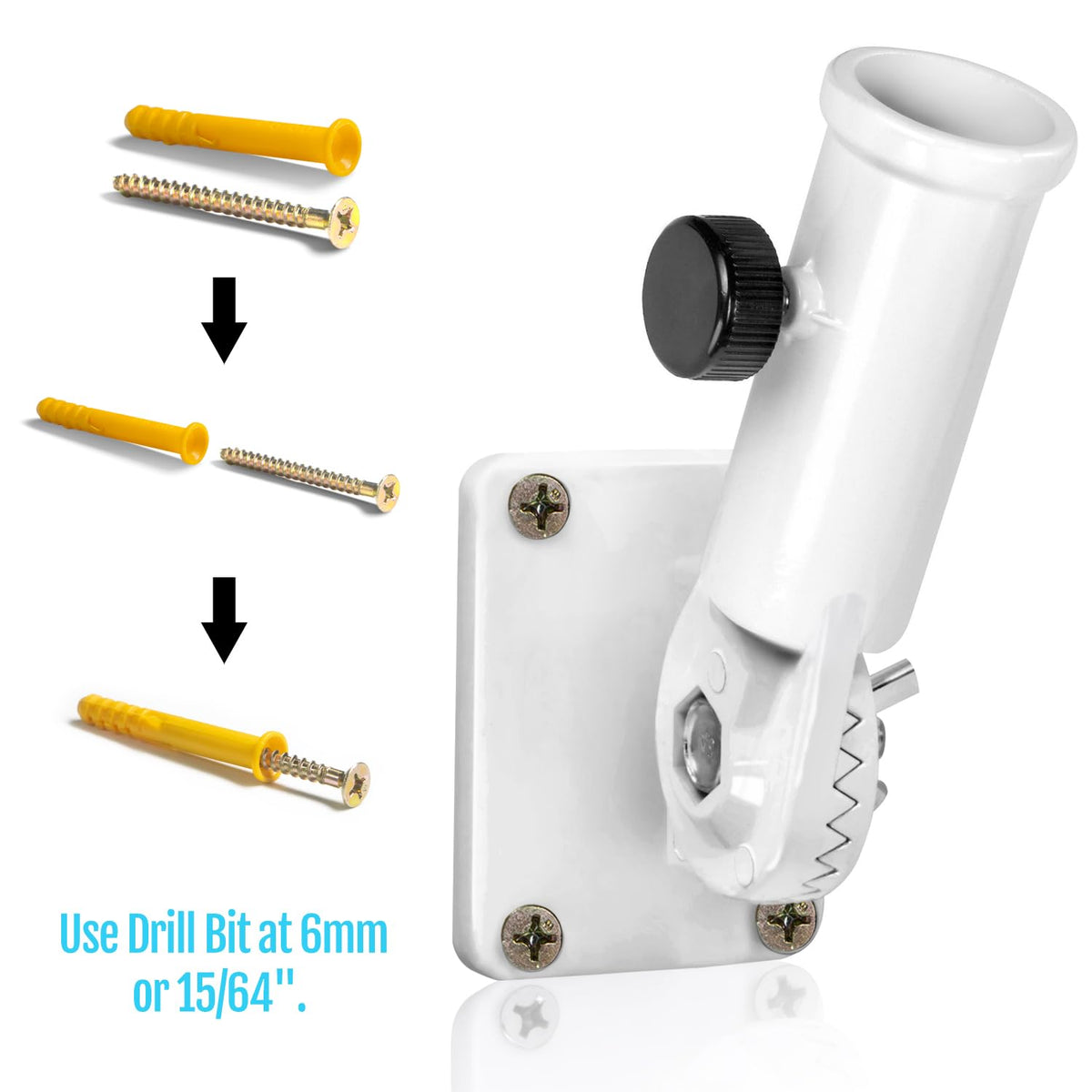 Multi-Position Flag Pole Mounting Bracket Aluminum 1" Diameter White W54714