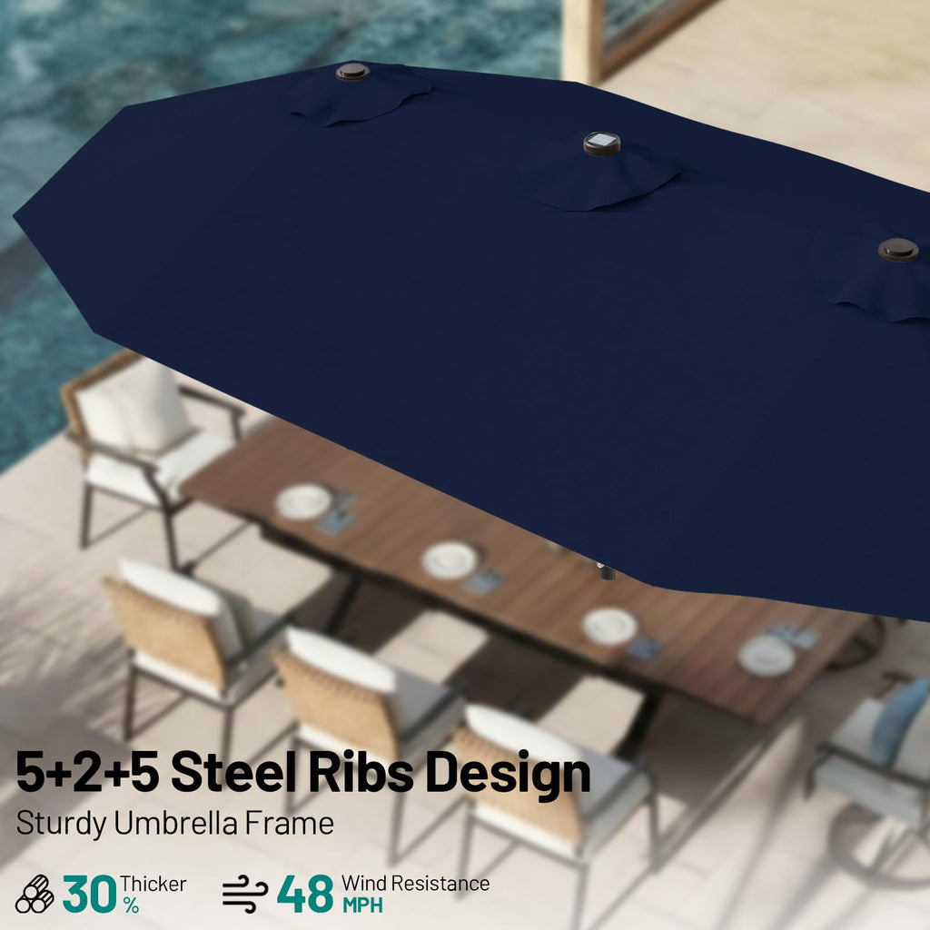 15FT Double Sided Solar Lights Patio Umbrella B925
