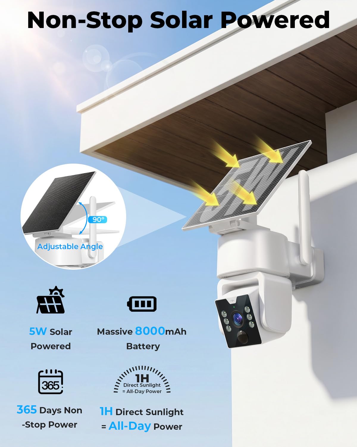 4MP Solar Powered 360° PTZ Outdoor Security Camera R465
