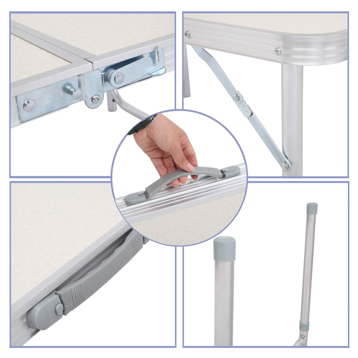 Folding Portable Camping Table 3 FT Aluminum White X125914