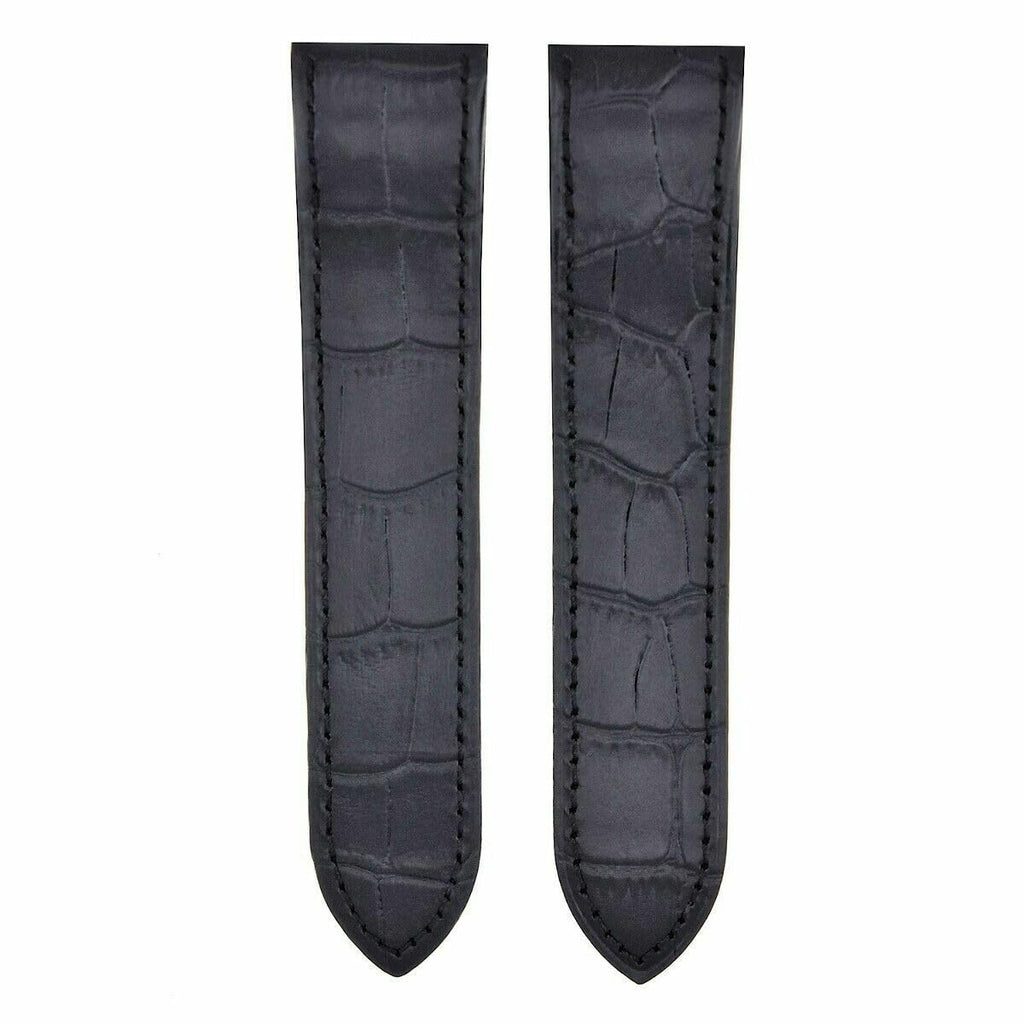 24.5mm Black Leather Watch Band Strap G4154