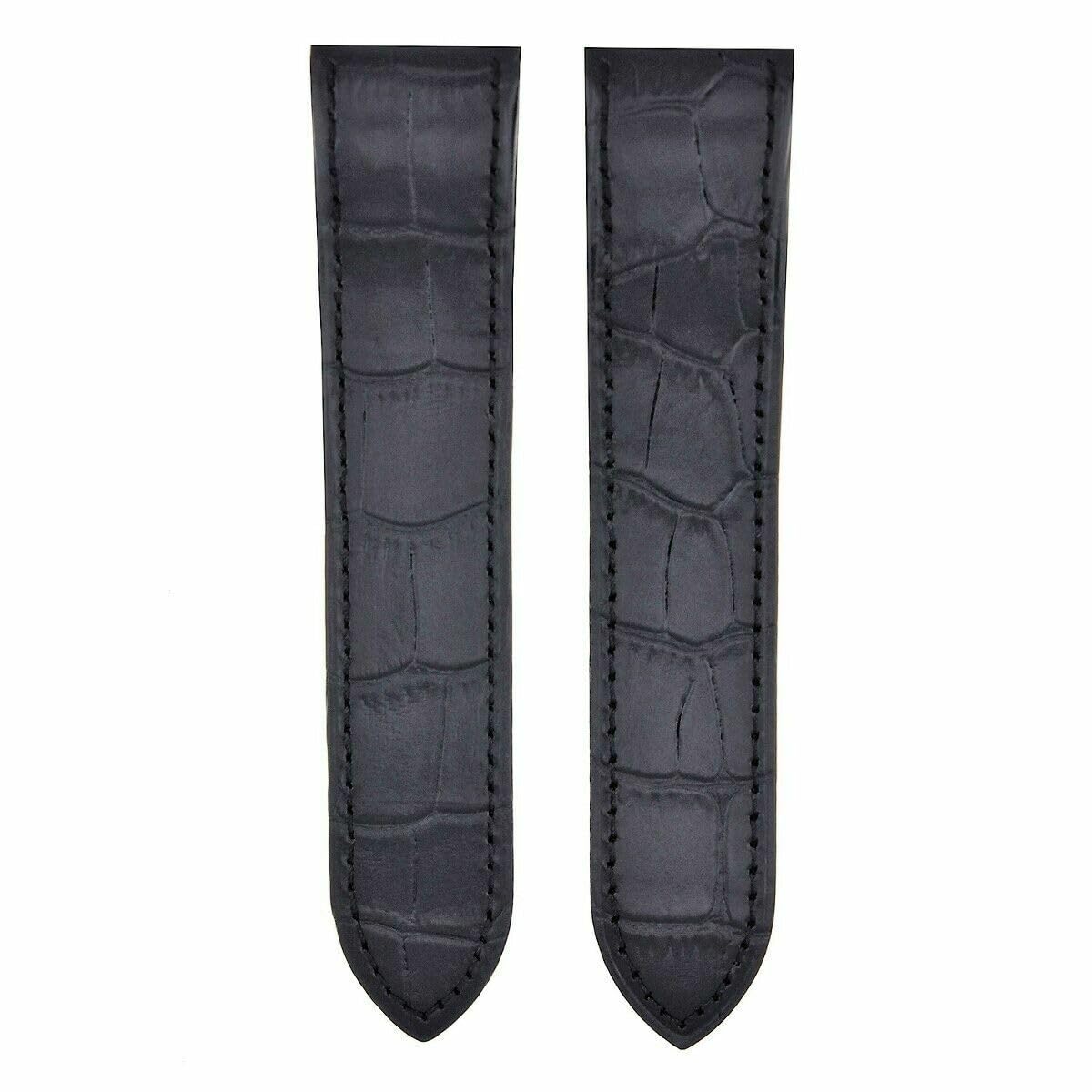 24.5mm Black Leather Watch Band Strap G4154