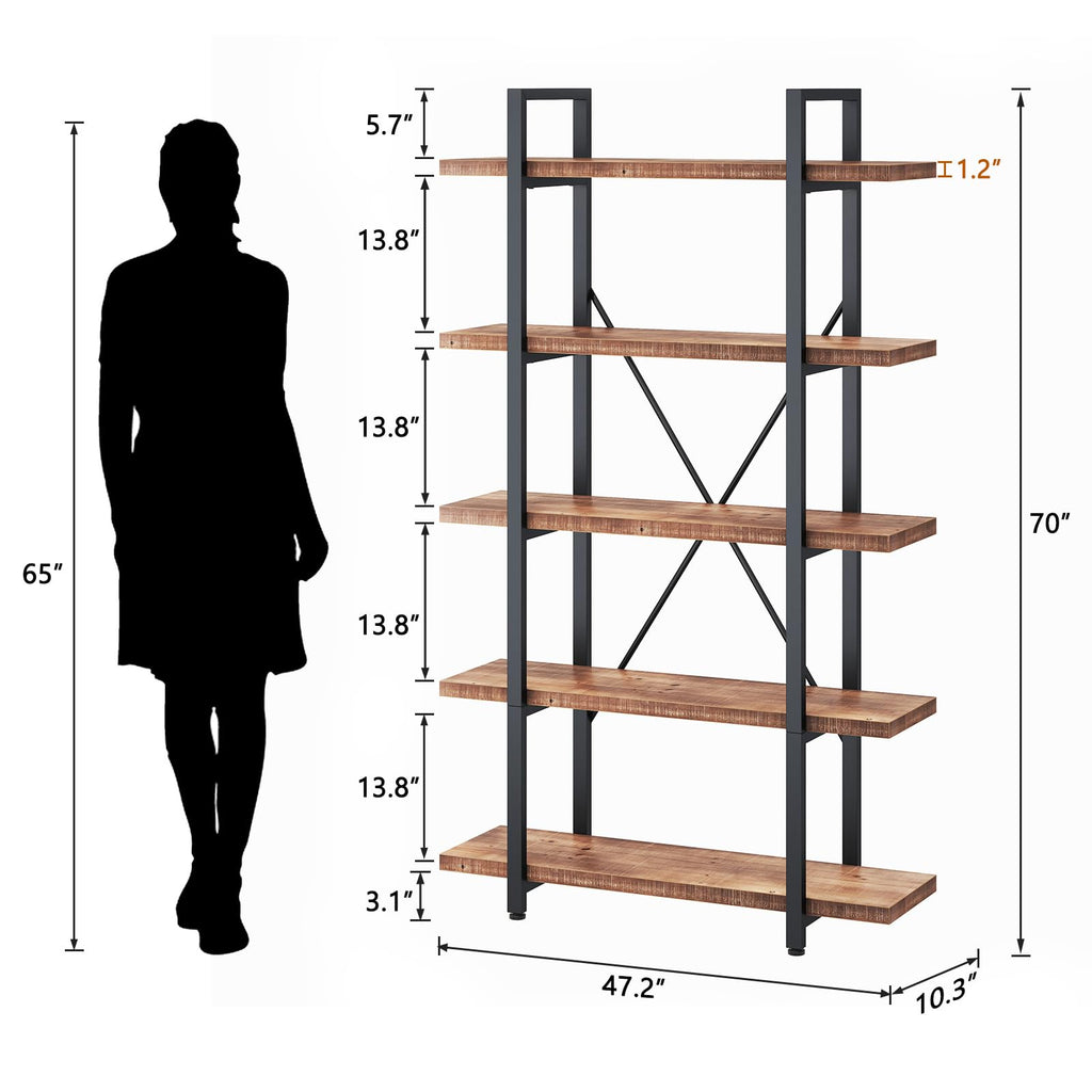 5 Tier Solid Wood Bookshelf P5402