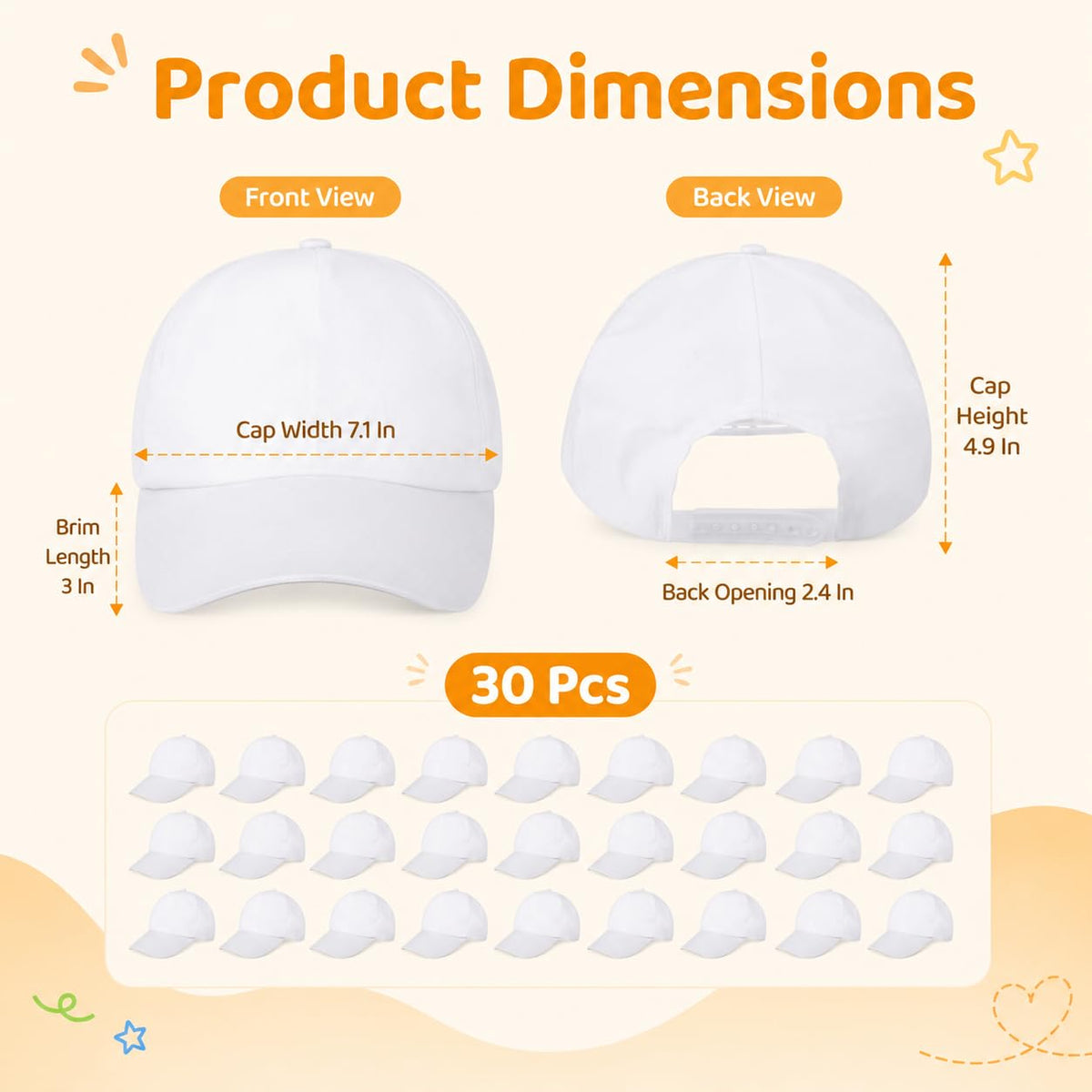 White Adjustable Baseball Caps G32752