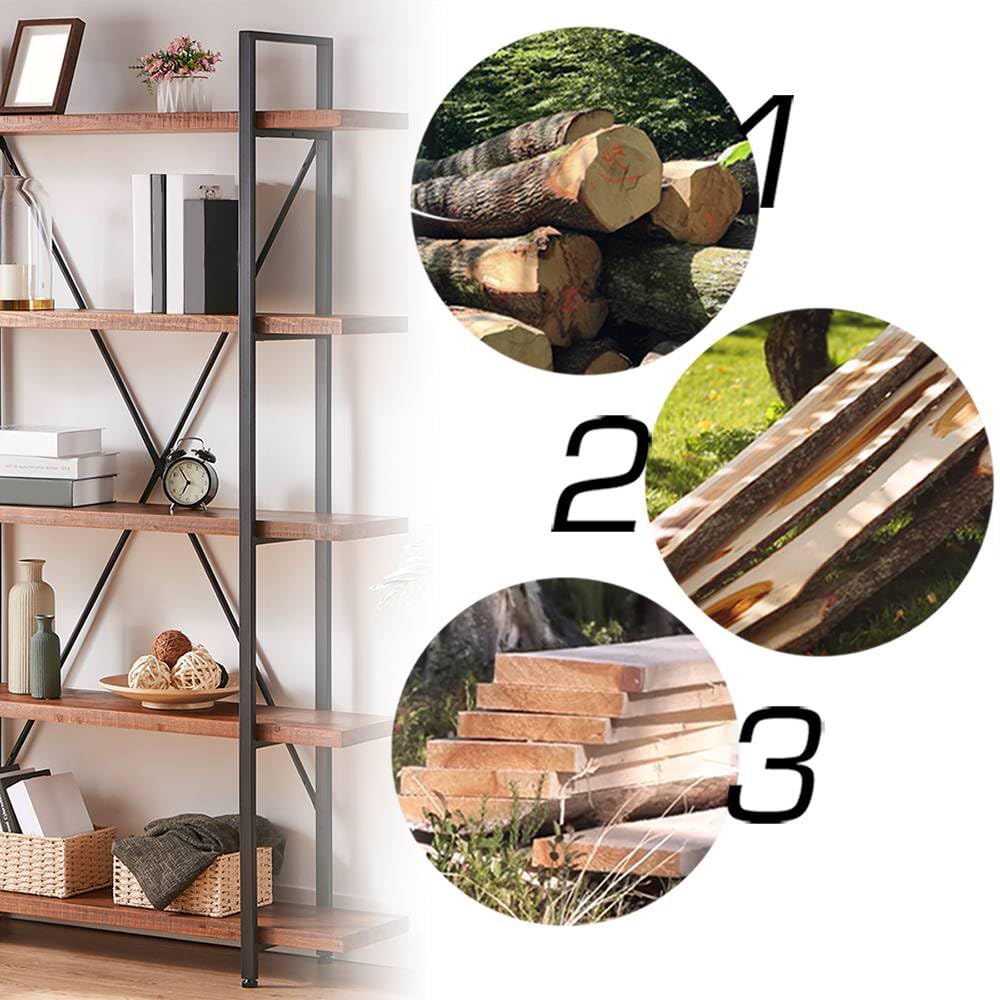5 Tier Solid Wood Bookshelf P5402