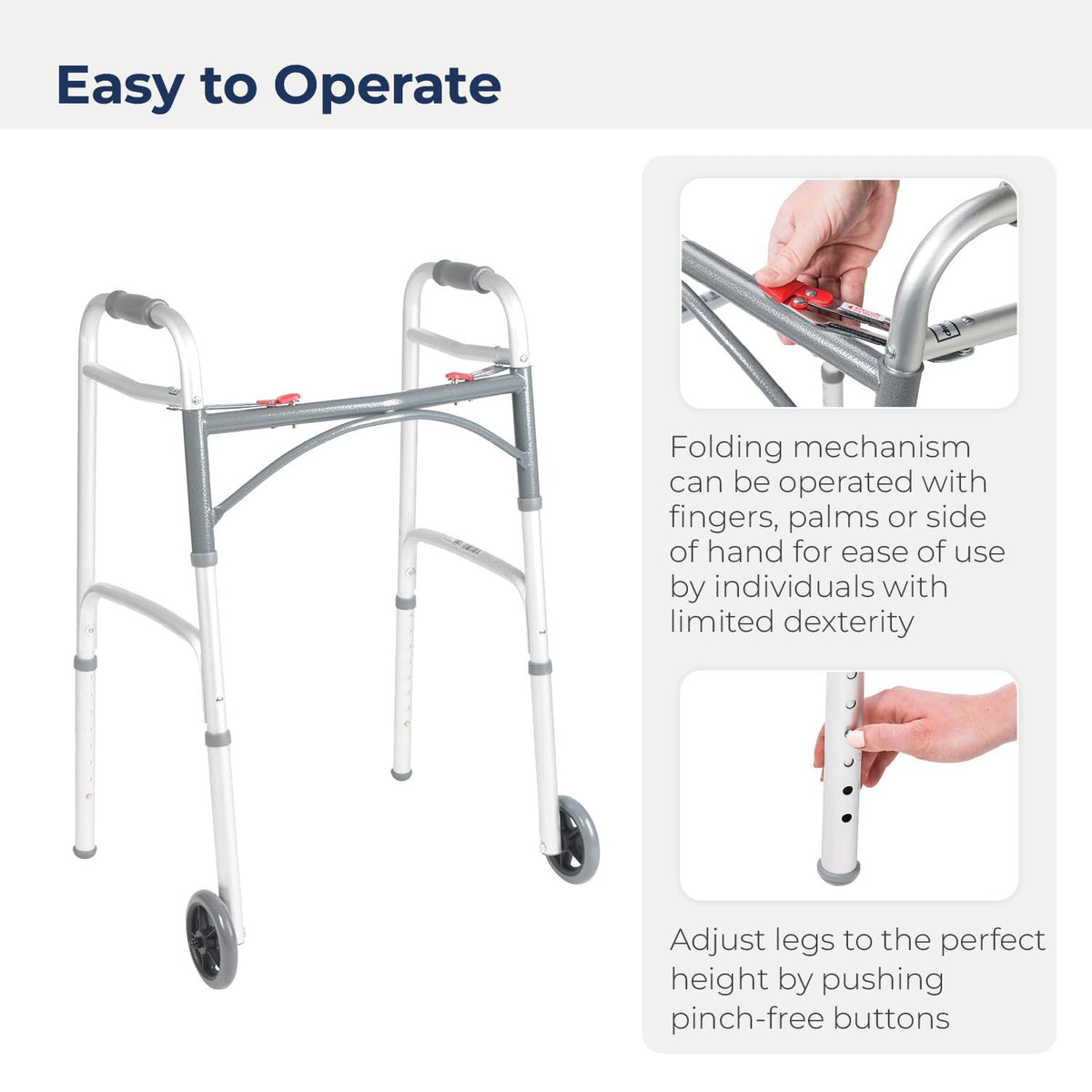 Shower Chair Bath Seat with Padded Arms and Adjustable Legs & Folding Walker with Wheels F72631