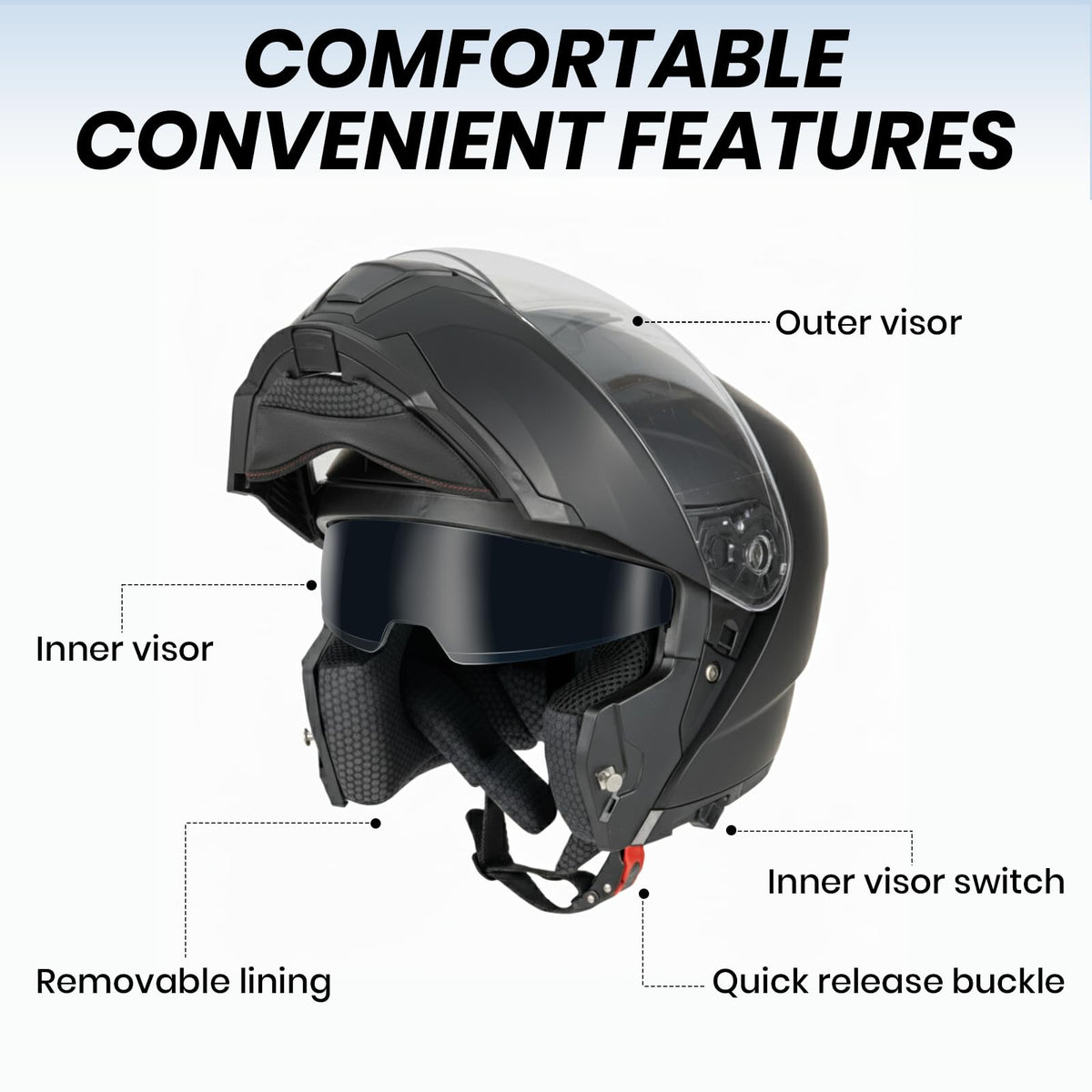 Modular Flip Up Motorcycle Helmet with Dual Visor K24347