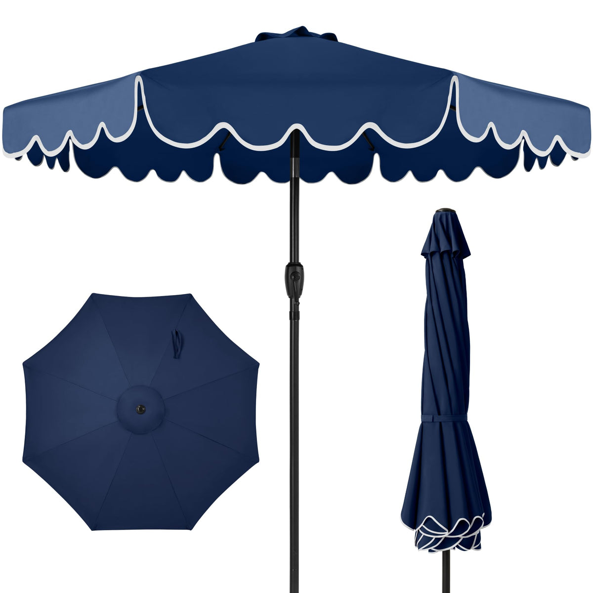 9ft Navy Patio Market Umbrella with Crank & Tilt I377