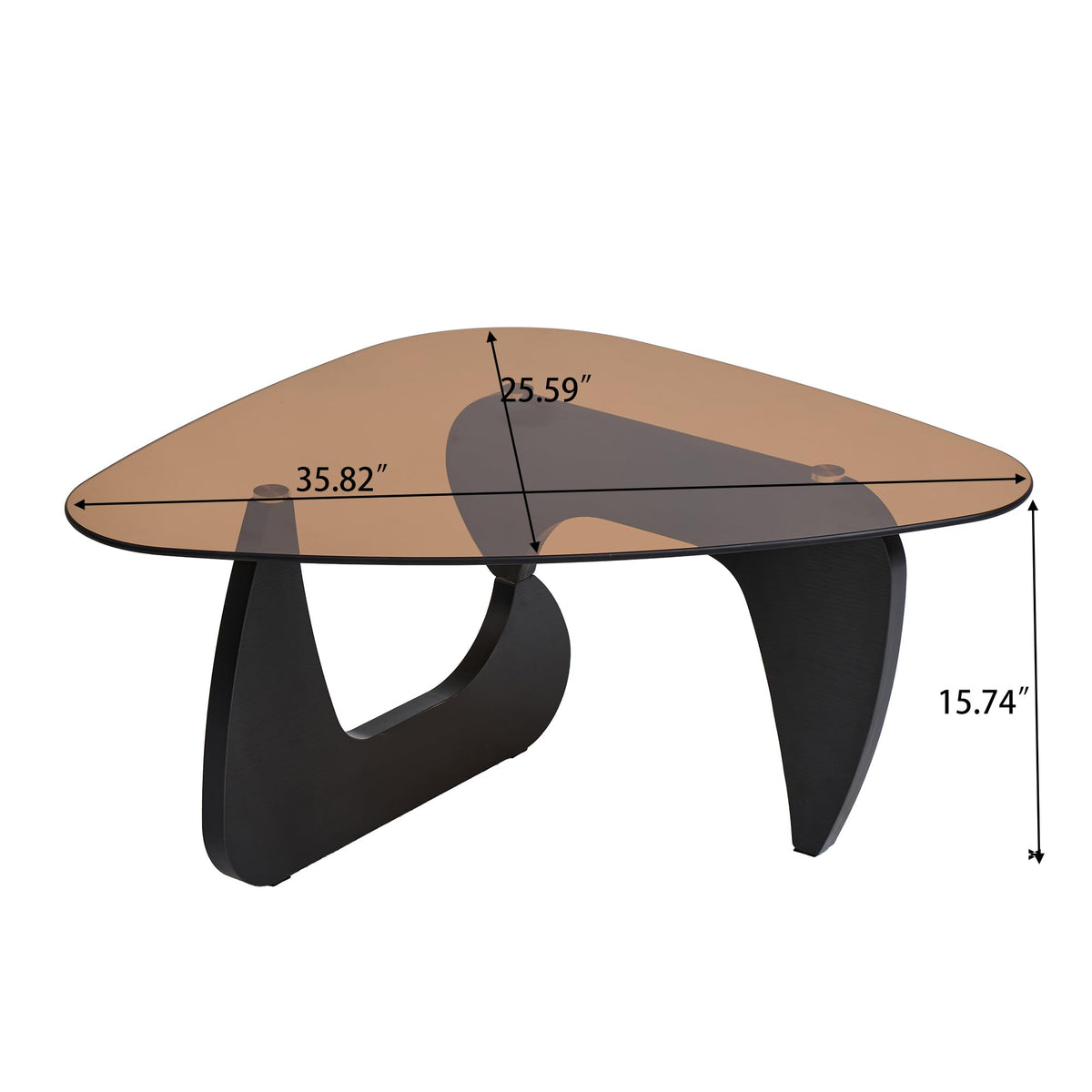 Brown Glass Coffee Table with Wood Base W4809