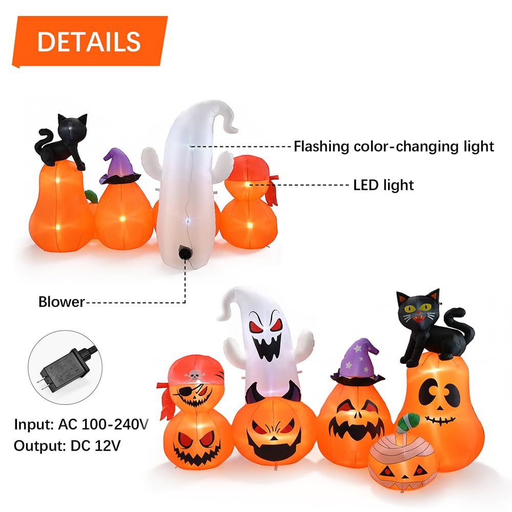 8 FT Inflatable Pumpkin Patch Yard Décor Y1406