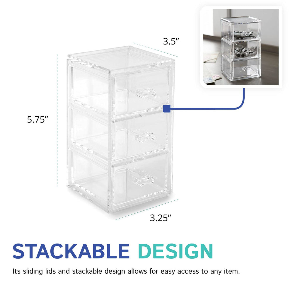 Clear Stackable 3-Drawer Acrylic Organizer O132336