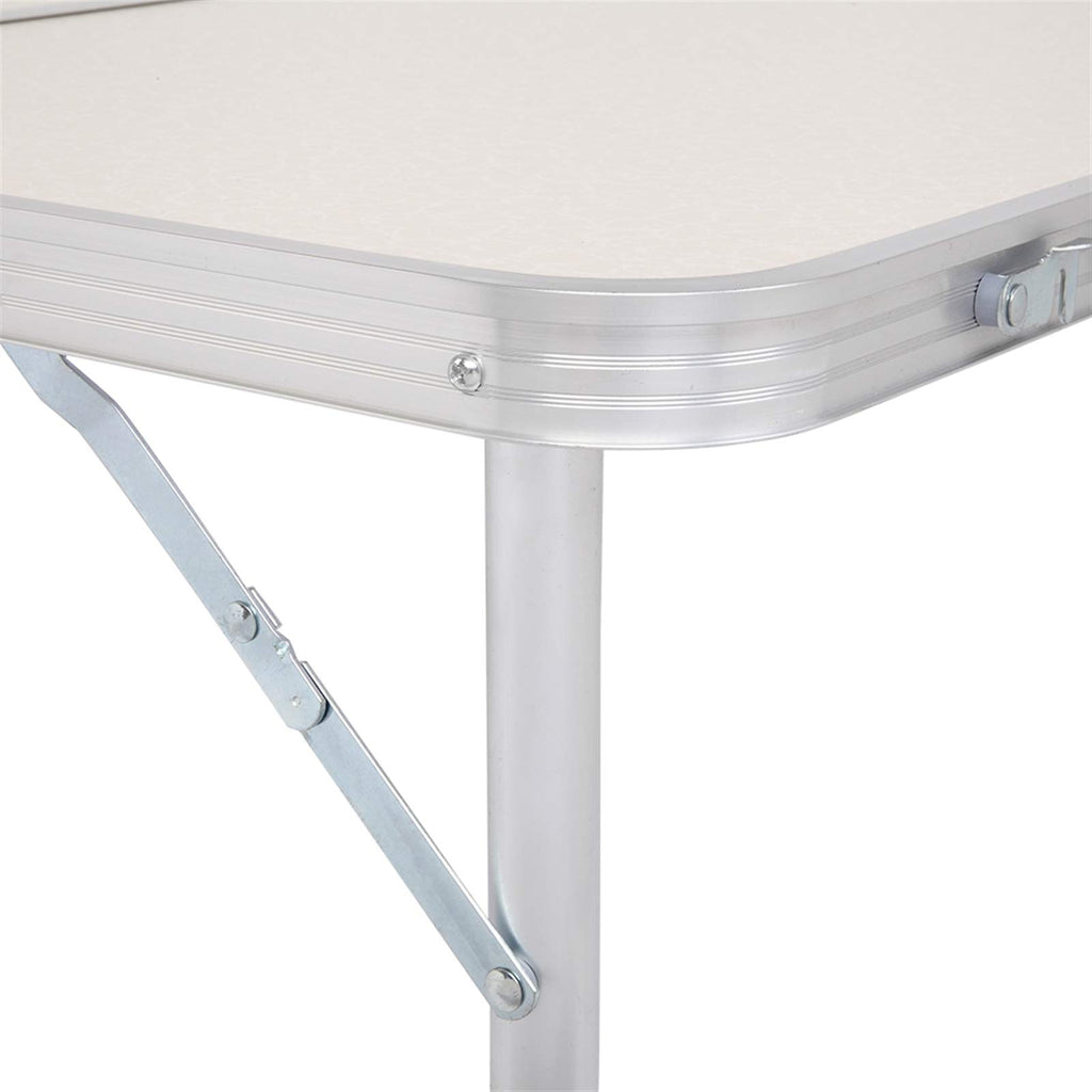 Folding Portable Camping Table 3 FT Aluminum White X125914
