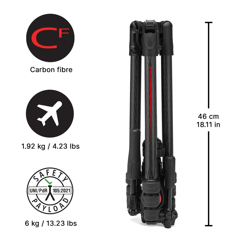 Carbon Fibre Travel Tripod Kit with 3-Way Fluid Head F125205