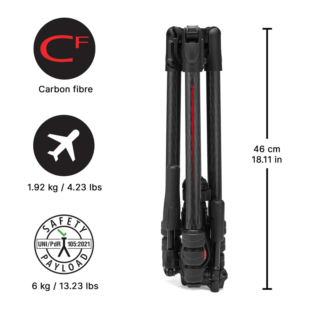 Carbon Fibre Travel Tripod Kit with 3-Way Fluid Head F125205