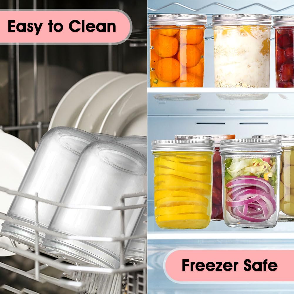 2 Pack 16oz Wide Mouth Airtight Glass Mason Jars O656