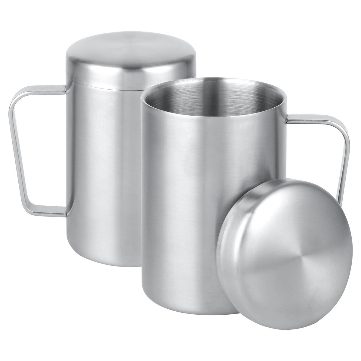 17 oz Stainless Steel Camping Mugs with Lids, Set of 2 E40722