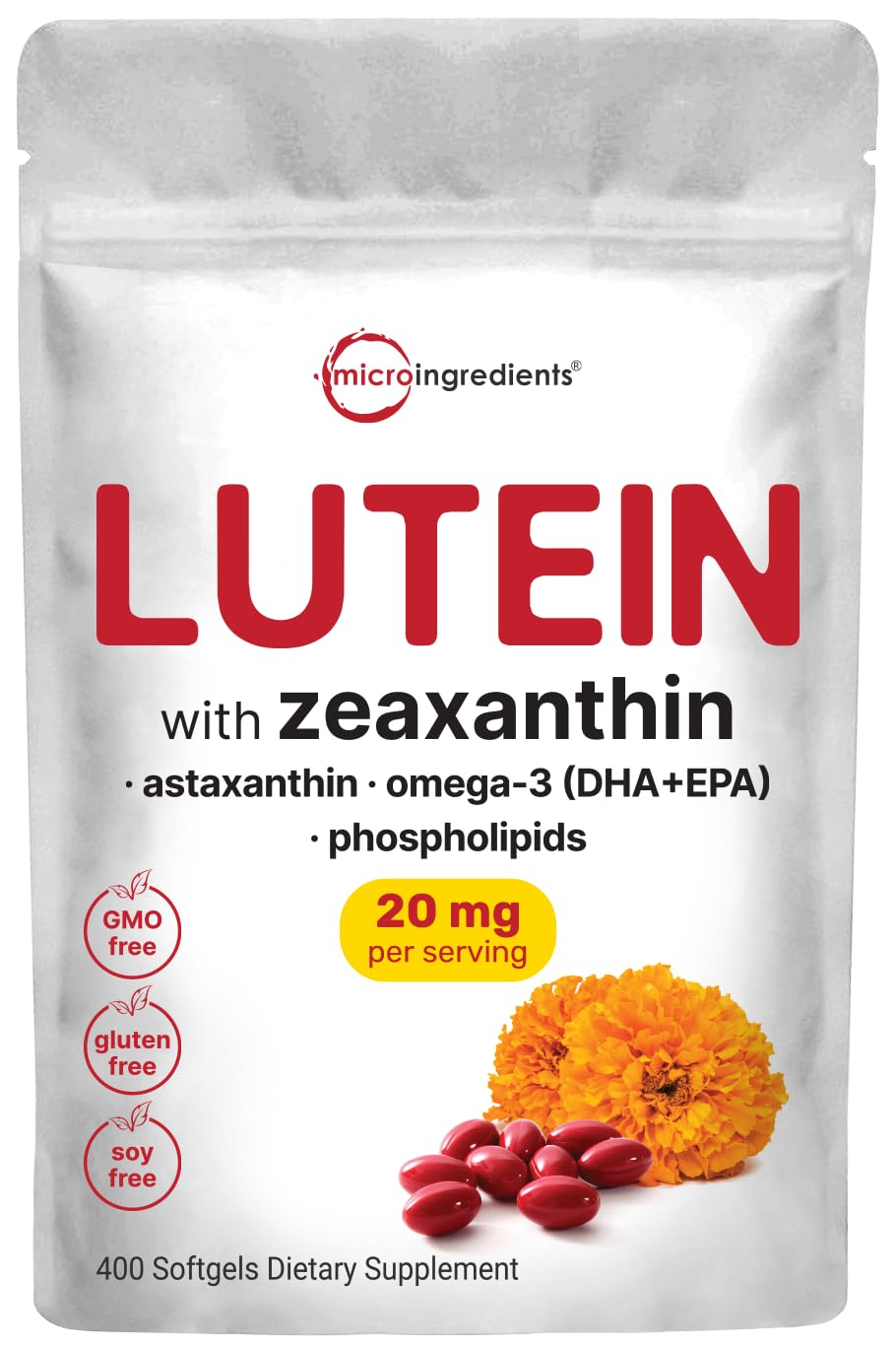 Lutein & Zeaxanthin 20mg Softgels, 400 Count B63799