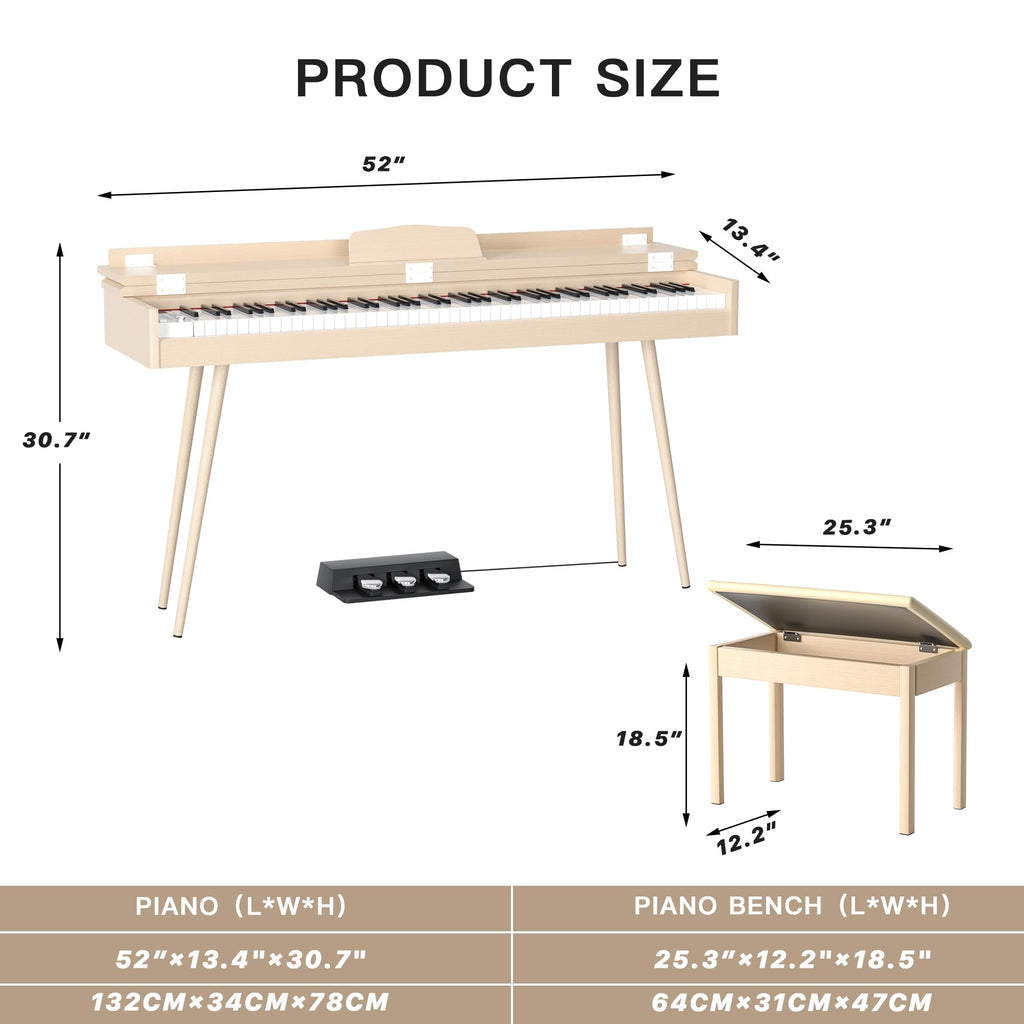 88-Key Weighted Digital Piano with 3-Pedal and Stand U95939