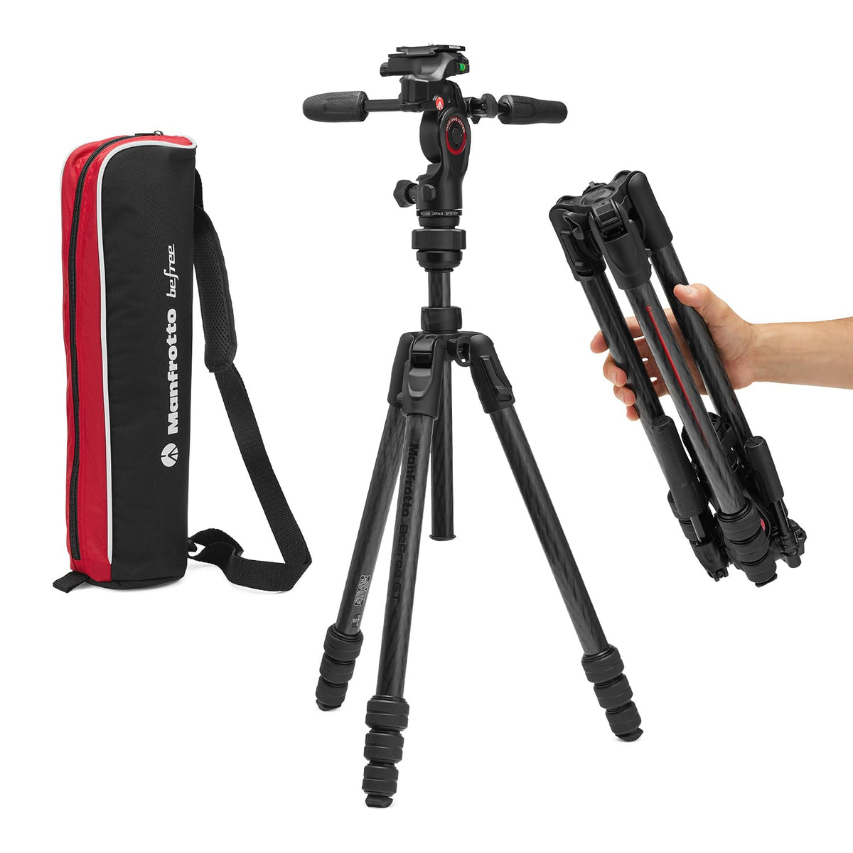 Carbon Fibre Travel Tripod Kit with 3-Way Fluid Head F125205