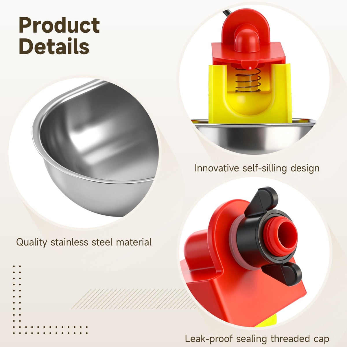 12 Pcs Stainless Self-Filling Chicken Water Cups J1163