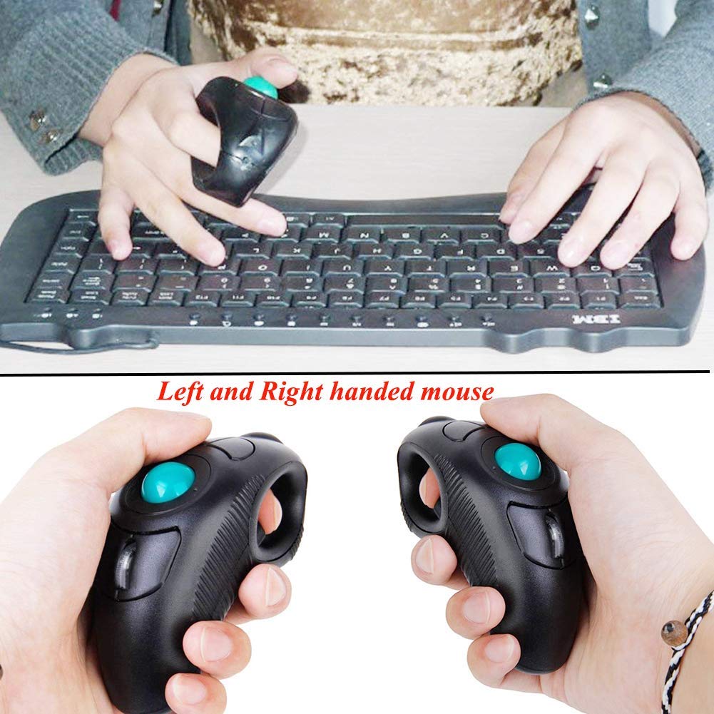 Wireless 2.4G USB Ergonomic Trackball Handheld Finger Mouse E950