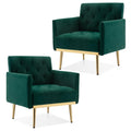 Green Velvet Button Tufted Armchair Set of 2 O45414
