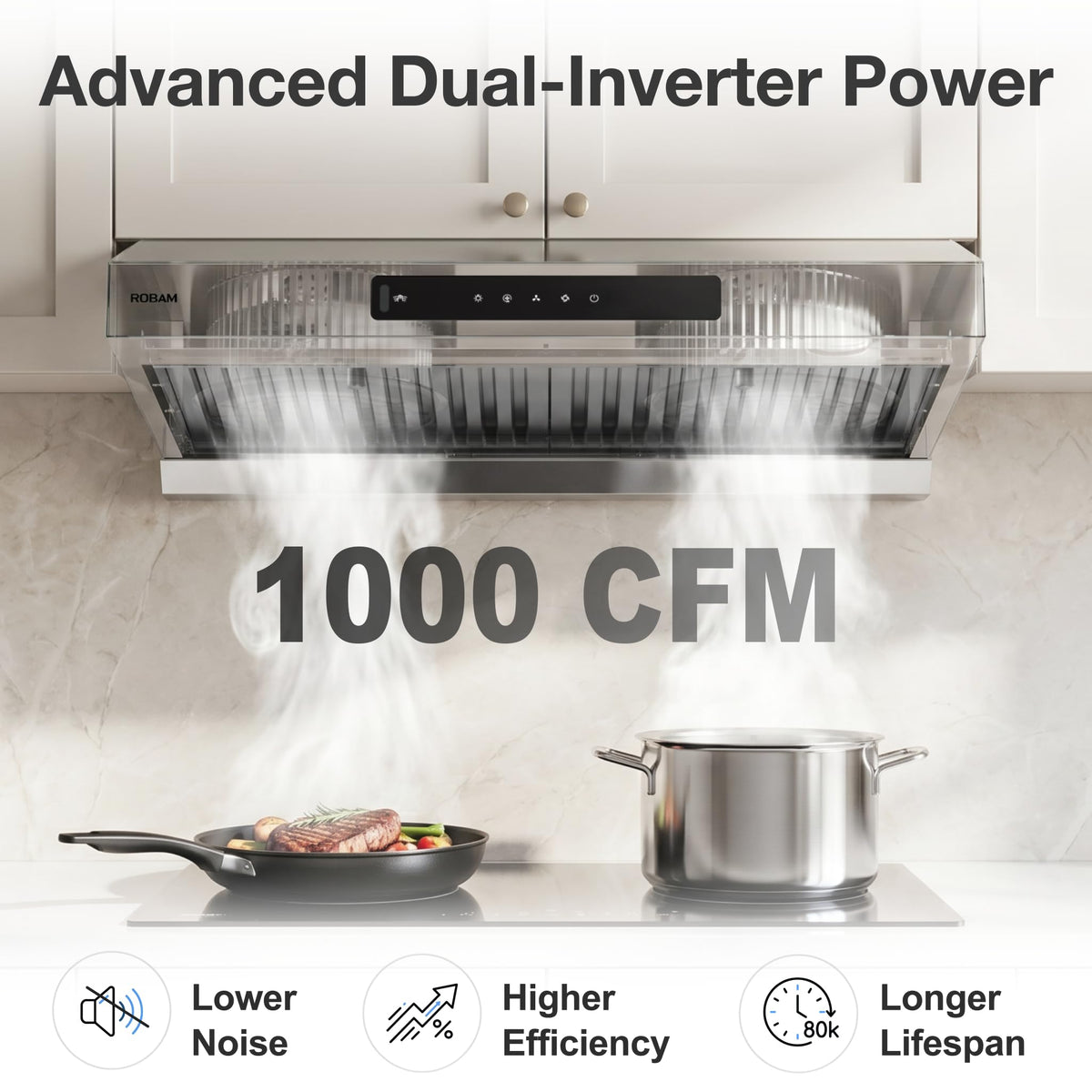 30 Inch 1000 CFM Under Cabinet Ducted Stainless Steel Range Hood B74730