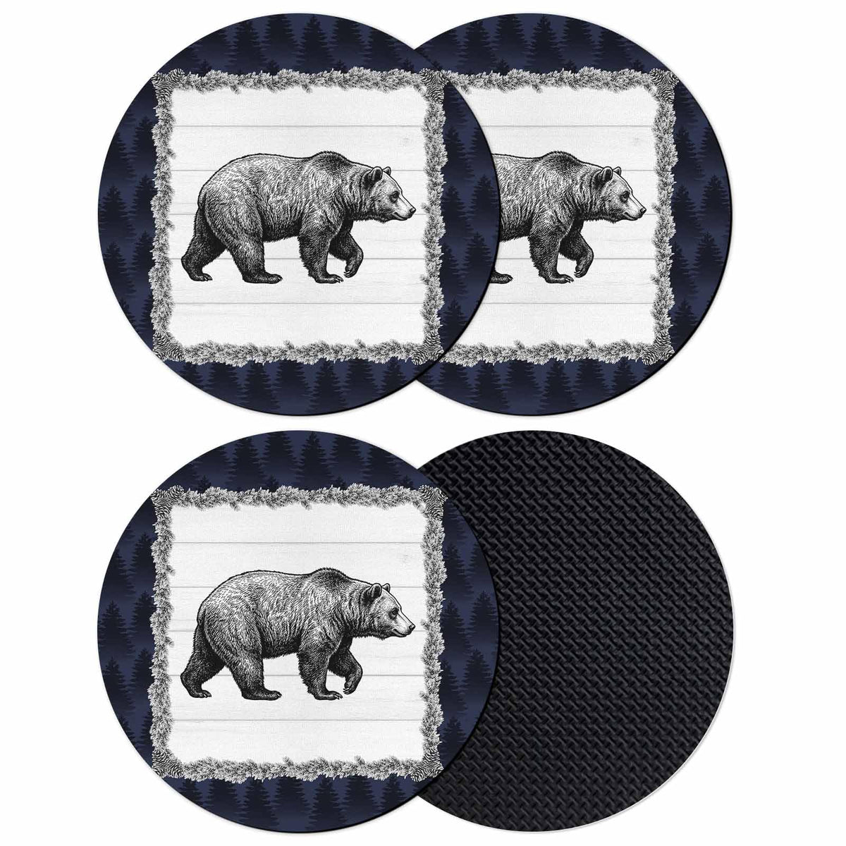 Black White Bear Coasters Set of 4 V84149